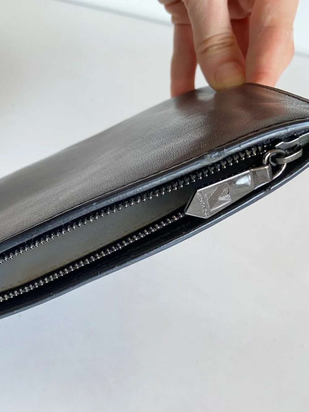 Reed Krakoff Black Leather Pouch Bag Clutch Zip Around Slim